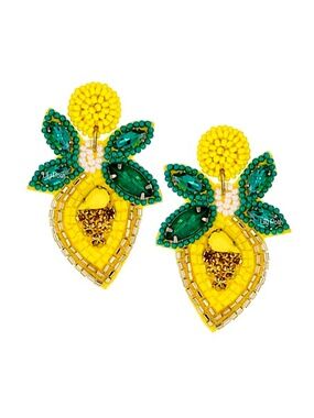 Beaded Lemon Earring, Seed Bead Fruit Earring, Lemon, Lily Posh